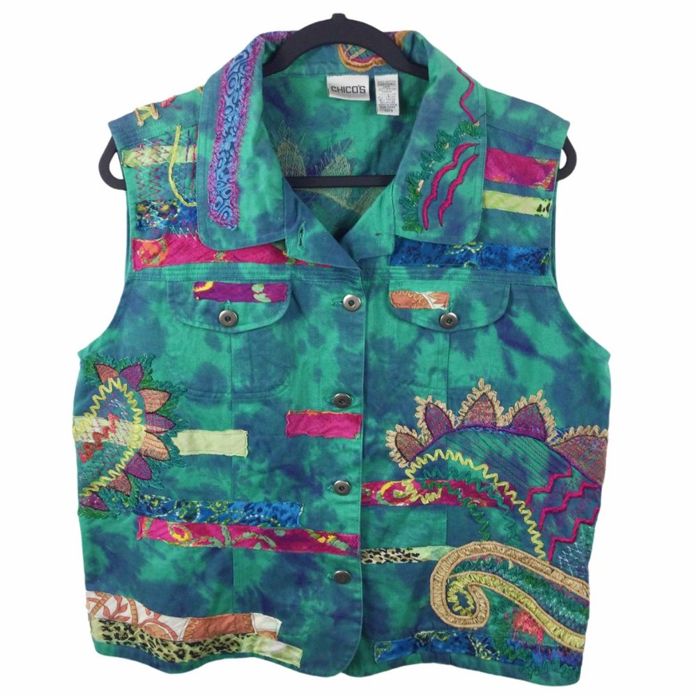Chico's Boho Artsy Retro Embroidered Vest,  1X